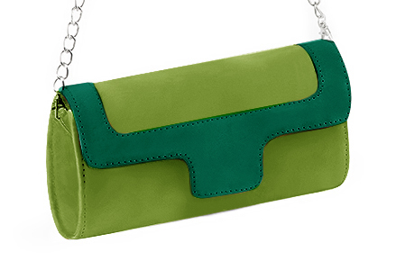 Grass green women's dress clutch, for weddings, ceremonies, cocktails and parties. Front view - Florence KOOIJMAN